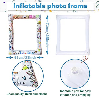 Science Pary Inflatable Photo Booth Selfie Frame & Props Set Giant Science Lab Party Selfie Photo Booth Picture Frame Photo Props Blow Up Photo Frame for Birthday Party Decorations