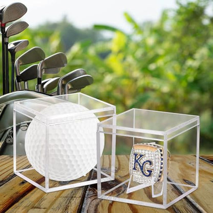 12 Pack Championship Ring Display Case Clear Acrylic Ring Case Display Box for Sports Baseball Softball Football Golf Single Ring Coin Holder Stand, 2.16 Inch - size: 12 Pack