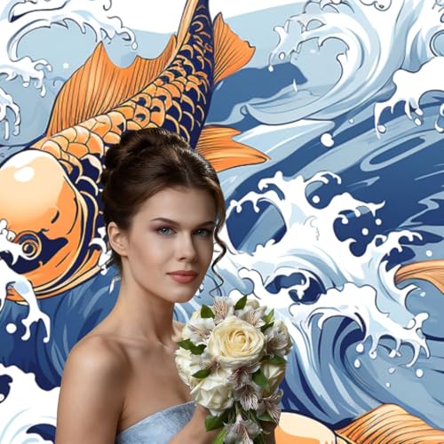 Ocean Wave Fish Backdrop Background for Photography 5x7ft Photobooth Professional Photo Backdrop Curtains Video Photography Studio Photo Backgrounds Banner Booth Background Screen Parties - color: Ocean Wave Fish