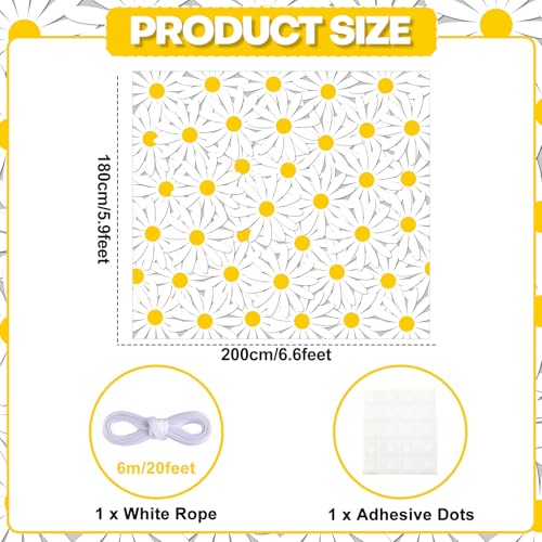 Wiooffen Daisy Party Backdrop Spring Groovy Boho Birthday Decorations Daisy Flower Backdrop Photography Background Spring Floral Banner for Women Girls Birthday Party Wedding Baby Shower Photo Props