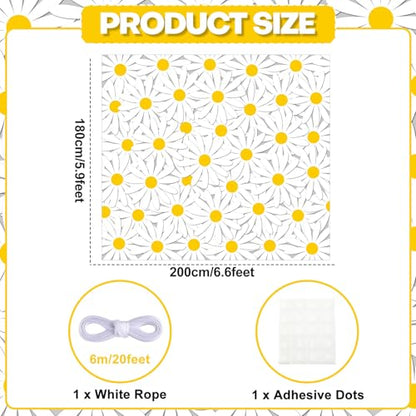 Wiooffen Daisy Party Backdrop Spring Groovy Boho Birthday Decorations Daisy Flower Backdrop Photography Background Spring Floral Banner for Women Girls Birthday Party Wedding Baby Shower Photo Props