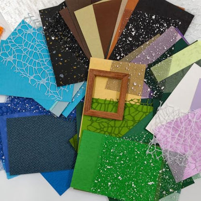 180 Sheet Textured Scrapbook Paper, Pale to Deep Color Schemes Mixed Handmade Craft Mulberry Special Paper for DIY Crafts, Junk Journal, Collage, Ephemera, Aged Backgrounds & Mixed Themes (5x3.5inch)