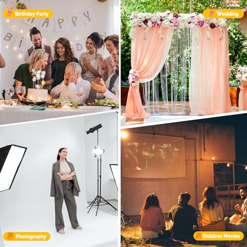 ShowMaven Backdrop Stand, 8x10 ft Adjustable Photo Backdrop Stand Kit, Heavy Duty Background Stand with Steel Base for Photography, Baby Shower, Birthday Parties, Wedding (Golden) - color: Golden
