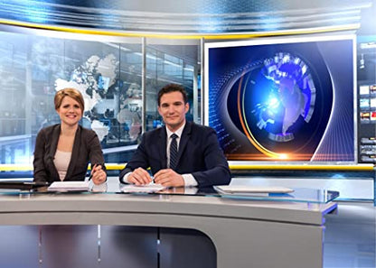 Fabric 5x3ft News Broadcast Backdrop TV Show News-Television Hall Interior Scene Photograohy Background Record News Report Business Study Backdrop Host Portrait Studio Props - size: 5x3FT