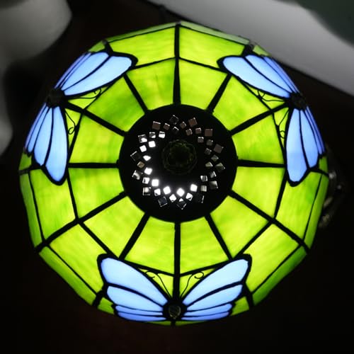 Tiffany Stained Glass Table Lamp Green Butterfly Style 8inch Cute and Unique Bedside Table lamp, Living Room Dining Room Bedroom Decoration Desk lamp Atmosphere lamp Creative Gift - color: Green