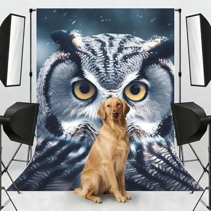 Grey and White Owl Backdrop Background for Photography 5x7ft Photobooth Professional Photo Backdrop Curtains Video Photography Studio Photo Backgrounds Banner Booth Background Screen Parties - color: Grey And White Owl