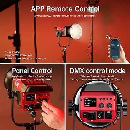 GVM 300W Photography Lighting Bi-Color Video Light with Bowens Mount Lantern Softbox and Stand CRI 97+ CCT 2700K~6800K 12 Lighting Scenes App Control Studio Lights for Photography - color: softbox