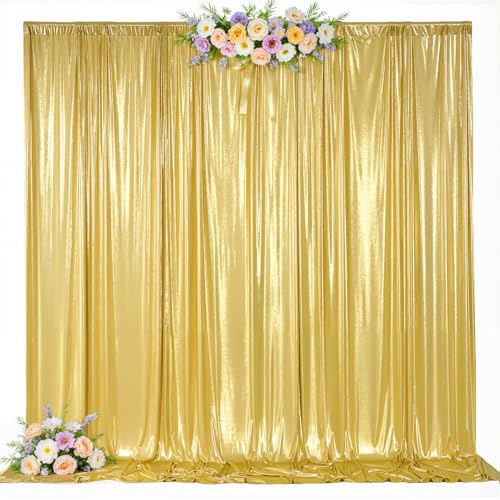 10x10ft Gold Backdrop Curtains Glitter Sequin Photo Backdrop Curtain Fabric Gold Shimmer Drapes Backdrop Bridal Baby Shower Wedding Birthday Party Photography Backdrops Photoshoot 5x10FT, 2 Panels - color: Gold, size: 10 ft X 10 ft(2 Panels 5ft X 10ft)