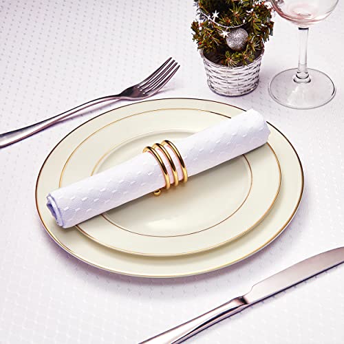 Cloth Napkins Set of 8 – Square 17x17 Inch Jacquard Fabric Polyester Washable Reusable Cloth Napkins for Kitchen Dinner Dining Restaurants Wedding Party Banquet Table (White) - color: White