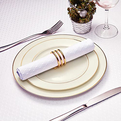 Cloth Napkins Set of 8 – Square 17x17 Inch Jacquard Fabric Polyester Washable Reusable Cloth Napkins for Kitchen Dinner Dining Restaurants Wedding Party Banquet Table (White) - color: White