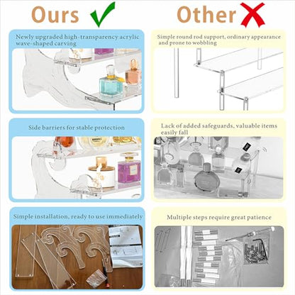 3-Tier Acrylic Display Shelf for Perfume Organizer, Cupcake Stand, Collectible Figures - Clear Fragrance Rack, Dessert Tower