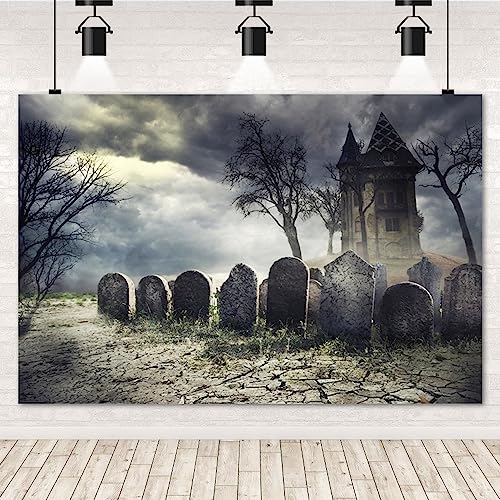 Halloween Backdrop Cemetery Halloween Photo Backdrop for Party Photography 10x10ft Pumpkin Graveyard Scary Haunted House Tombstone Background Kids Adults Birthday Party Studio Props - size: 10x10ft
