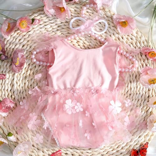 Newborn Photography Outfits Girl Baby Photo Tutu Dress Newborn Photoshoot Romper Baby Picture Lace Outfit - color: Pink4