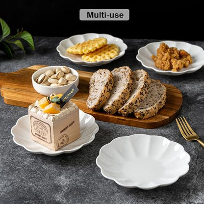 White Small Dessert Plates Set of 4,Ceramic Dinner Plates 6 Inch for Appetizer, Fruits, Cake, Salad,Microwave Safe,Christmas Gift - color: White-1