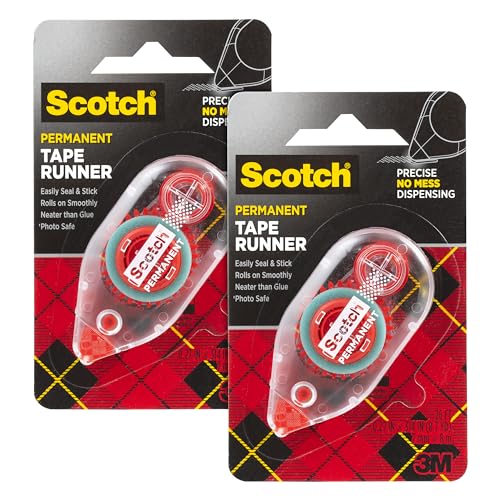 Scotch Double Sided Tape Runner, 0.27 in x 26 ft., Perfect for Holiday Crafts, Gifts, and DIY, (Pack of 2) - size: 2-Pack