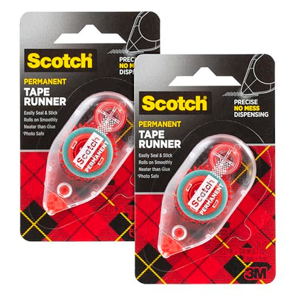Scotch Double Sided Tape Runner, 0.27 in x 26 ft., Perfect for Holiday Crafts, Gifts, and DIY, (Pack of 2) - size: 2-Pack