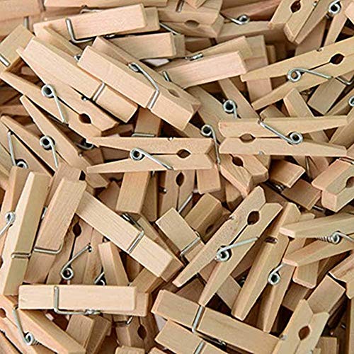50pcs Small Wood Clothes Pins Pegs Strong Hangers Picture Display Art Craft Clip Clamps Party Wedding Office Decor Wire Clothesline - color: 50pcs (2 Inch) Natural + Jute Twine