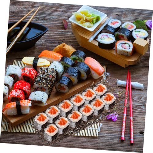 Ciieeo 3PCS Bamboo Sushi Serving Plate Set Decorative Fence Japanese Style Sushi Tray for Sashimi Food Photography Props for Restaurant and Home Decor