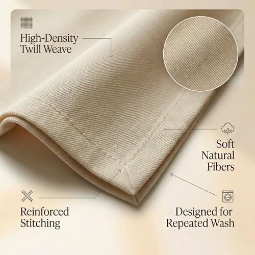 ACCENTHOME Accent Home 100% Cotton Napkins, Delicate Cloth Napkins for Dinners, Parties and Weddings，18 x 18 Inch Set of 12 - Natural - color: 01 - Natural - Twill, size: 18"x18" - Pack of 12