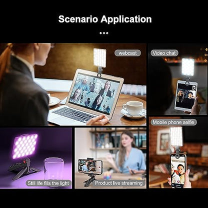 Mini LED Video Light, LED Light Two Color Dimmable 78 LED Beads 24 FX Lighting Effects Video Light for Photography, Live Streaming, Selfies, Video Production (with LCD