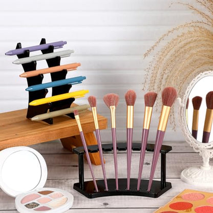 Lincia 10 Pack Pen Display Stand, 6 Slots Plastic Pen Holder, Display Eyebrow Makeup Brush Rack Organizer for School Office Supplies, 2 Style(Black) - color: Black