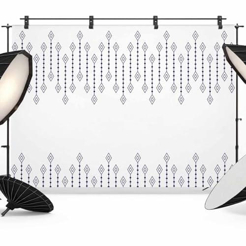 Rhombus Lines Backdrop for Photography, Geometric Boho White Background Photo Backdrop Portrait Background Party Banner Photo Backgrounds for Studio Booth Props, 7x5ft - color: Black White, size: 7x5FT