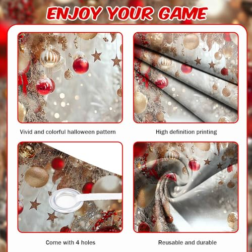 8x6ft Winter Christmas Backdrop for Photography Red Bell Glitter Snowflake Snow White Pearl Photography Background Holiday Kid Family Portrait Xmas Tree Banner Photo Booth Studio Props