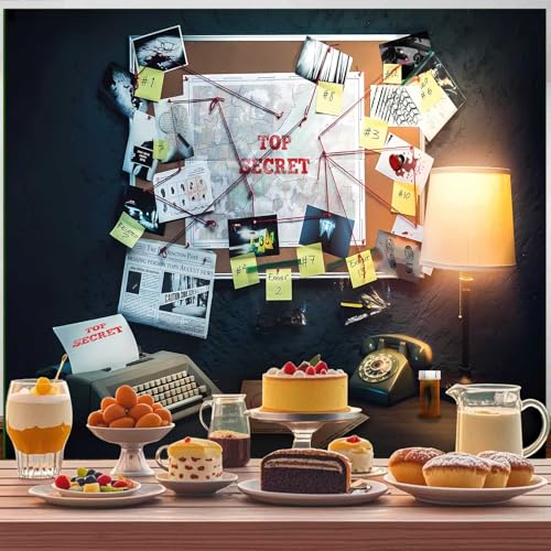 Detective Backdrop, 8x6ft Agent Spy Theme Top Secret Police Office Investigation Photography Background Crime Clue Evidence Murder Mystery Party Decorations Photo Booth Props - size: 8x6