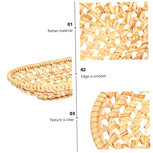 MAGICLULU Rattan Woven Tray Food Storage and Towel Holder Multi Functional Decorative Plate for Fruits Snacks and Photography Prop Lightweight Design