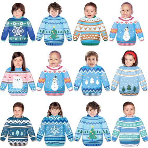 60pcs Winter Theme DIY Cutouts Sweater Bulletin Board Decoration Set Christmas Sweater Paper Cut-Outs Decor for Winter Holiday DIY Photo Craft Xmas Party School Classroom Wall Door Supplies - style: Winter Sweater