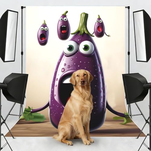 Cartoon Eggplant Backdrop Background for Photography 5x7ft Photobooth Professional Photo Backdrop Curtains Video Photography Studio Photo Backgrounds Banner Booth Background Screen Parties - color: Cartoon Eggplant