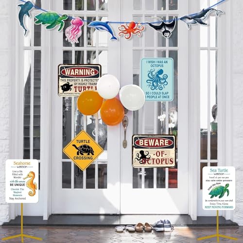 WERNNSAI Ocean Animal Party Decorations - 6 PCS Ocean Party Zone Signs Posters for Kids Under the Sea Theme Birthday Party Supplies Kids Sea Animal Wall Art Decor for Home Garden Decorations - style: Ocean