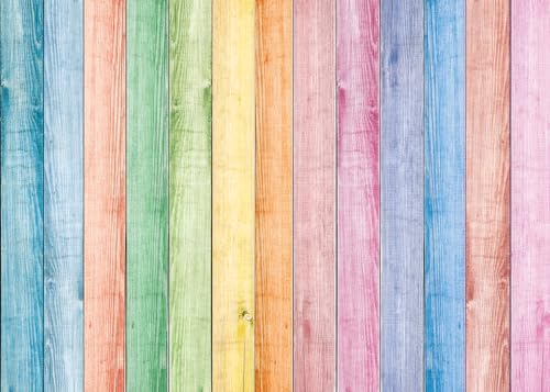 Colorful Wood Backdrop Easter Rainbow Pastel Rustic Wooden Wall Floor Texture Photography Background Spring Easter Kids Adult Baby Shower Birthday Party Decor Banner Portrait Photo Props (7x5FT) - size: 7x5FT