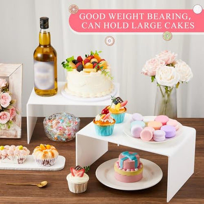 RattanView 2 Pcs 12 Inch Large Acrylic Risers Display Stands 5 mm Thick Acrylic Shelf Riser Showcase for Collectibles Jewelry Cupcakes Food Figures Perfume Cabinet (White) - color: White, size: 12 Inch, 5 mm