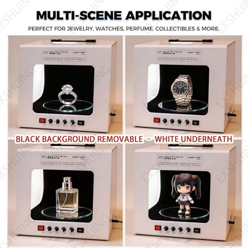 Photo Studio Light Box, Jewelry Photography Light Box with Turntable – Auto 360° Rotation, Hanging Bracket Included, 3000-5500k, 22000lux, CRI>92%, for Small Item Photography(TB20) - color: TB20
