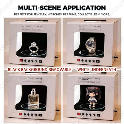 Jewelry Hanging Photography Kit, Product Photography Box – 360° Rotating & Hanging Support, 4 Led Fill Lights, Dimmable Brightness, 3000-5500k, 1kg/2.2lbs Turntable, Rings, Necklaces(TB20) - color: TB20