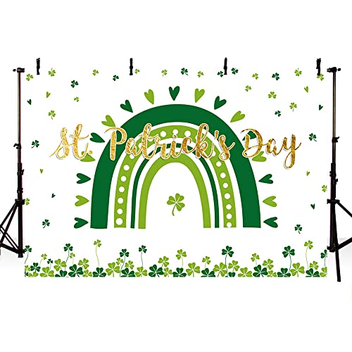 7x5ft Happy St.Patrick's Day Backdrop Lucky Irish Shamrock Photography Background Spring Lucky Green Rainbow Party Decorations Photo Shoot Props