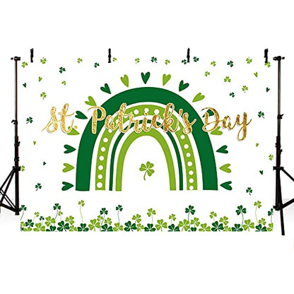 7x5ft Happy St.Patrick's Day Backdrop Lucky Irish Shamrock Photography Background Spring Lucky Green Rainbow Party Decorations Photo Shoot Props