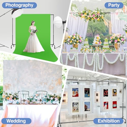 10x7.5ft Backdrop Stand with Wheels, Heavy Duty Back Drop Adjustable Photo Backgound Support Kit, Moveable Banner Frame for Parties/Photography/Wedding/Studio