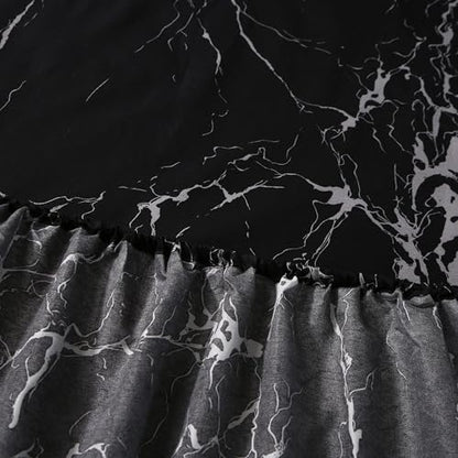 MAG 3pcs Black Marble Twin Bed Sheet, Super Soft Microfiber Marble Bedding Included 1 Fitted Sheet with 2 Pillowcases, 14 Inches Deep (Twin, Black) - color: Black-marble, size: Twin