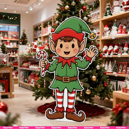 Elf Christmas Life Size Cardboard Cutout Standup 6FT Xmas Standee Party Photo Prop, Indoor & Outdoor Holiday Decor, Coroplast, 1 Piece - color: Elf, size: 6FT
