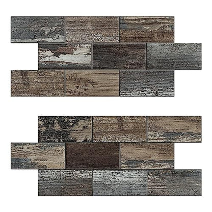 Peel and Stick Backsplash, 20 Sheets Peel and Stick Tile for Kitchen Backsplash, Self Adhesive Waterproof Backsplash Tile, PVC Wall Tile for Bathroom, Laundry Room, RV - color: Old Wood Wood Grain