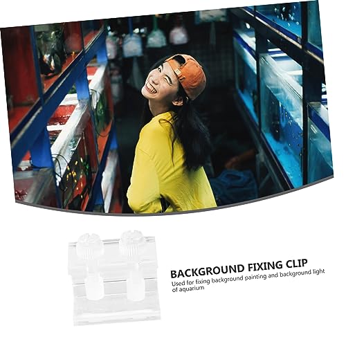 ORFOFE 2Pcs Transparent Acrylic Clips for Aquarium Background Durable Fish Tank Backdrop Clamp with Siphon Groove Design for Securely Fixing Backgrounds Aquariums