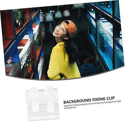 ORFOFE 2Pcs Transparent Acrylic Clips for Aquarium Background Durable Fish Tank Backdrop Clamp with Siphon Groove Design for Securely Fixing Backgrounds Aquariums