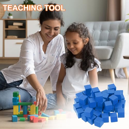 uxcell 100Pcs Wood Blocks for Crafts, 3/8 Inch Unfinished Wooden Cube Pine Wood Square Block for DIY Craft Projects, Blue - color: Blue, size: 3/8"