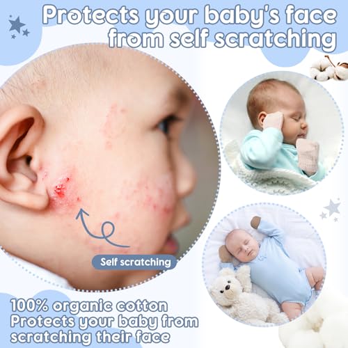 Newborn Baby Muslin Mittens 0-6 Months No Scratch Elastic Wrist Soft Breathable Gloves Bulk Cotton for Infant - color: Multicolor