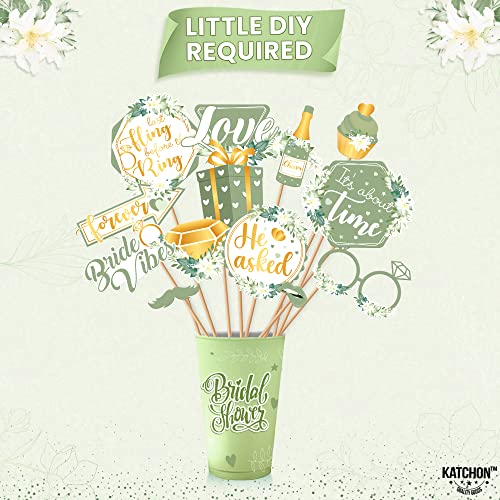 KatchOn Bridal Shower Photo Booth Props - Pack of 35 | Green Decorations for Bridal Shower and Bachelorette Party