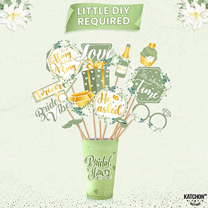 KatchOn Bridal Shower Photo Booth Props - Pack of 35 | Green Decorations for Bridal Shower and Bachelorette Party
