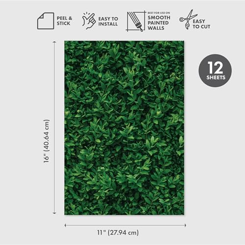 Main Street Peel and Stick Wallpaper Eco-Friendly Sheets 12 Pack, 11 X 16 Inch Plant Wall Design, Wall Mural for Home Decor, Removable Wall Decor Wallpaper Peel and Stick for DIY Projects - style: Plant Wall Design