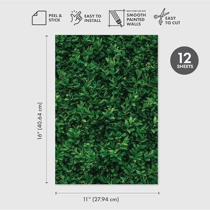 Main Street Peel and Stick Wallpaper Eco-Friendly Sheets 12 Pack, 11 X 16 Inch Plant Wall Design, Wall Mural for Home Decor, Removable Wall Decor Wallpaper Peel and Stick for DIY Projects - style: Plant Wall Design